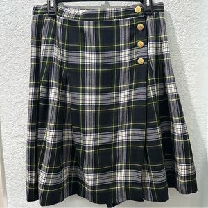 Vintage Valerie Stevens S12 100% Wool Plaid Pleated Fall.Winter Kilt  Wrap Skirt
